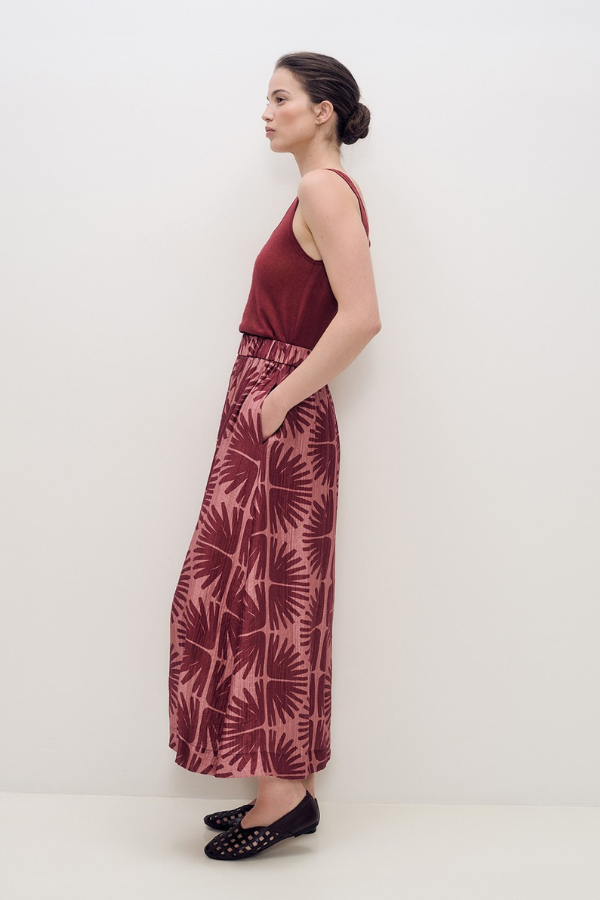 Yerse Elastic Waist Print Skirt