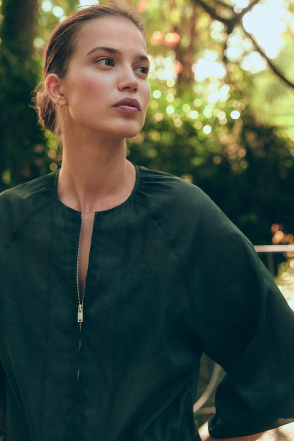 Yerse Zippered Bomber Jacket
