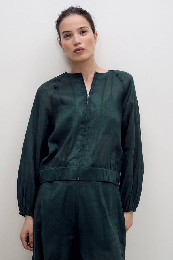 Yerse Zippered Bomber Jacket