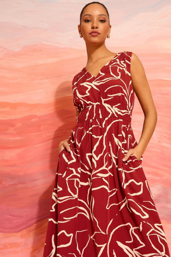 London Times Floral V-Neck Dress (Available in Two Colours)