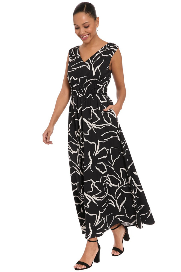 London Times Floral V-Neck Dress (Available in Two Colours)