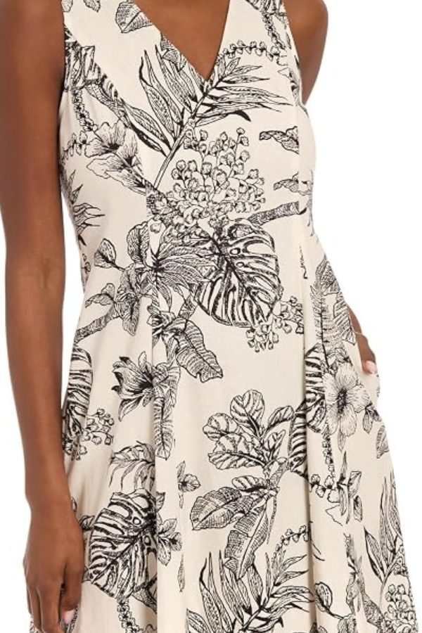 London Times Floral V-Neck Sleeveless Dress