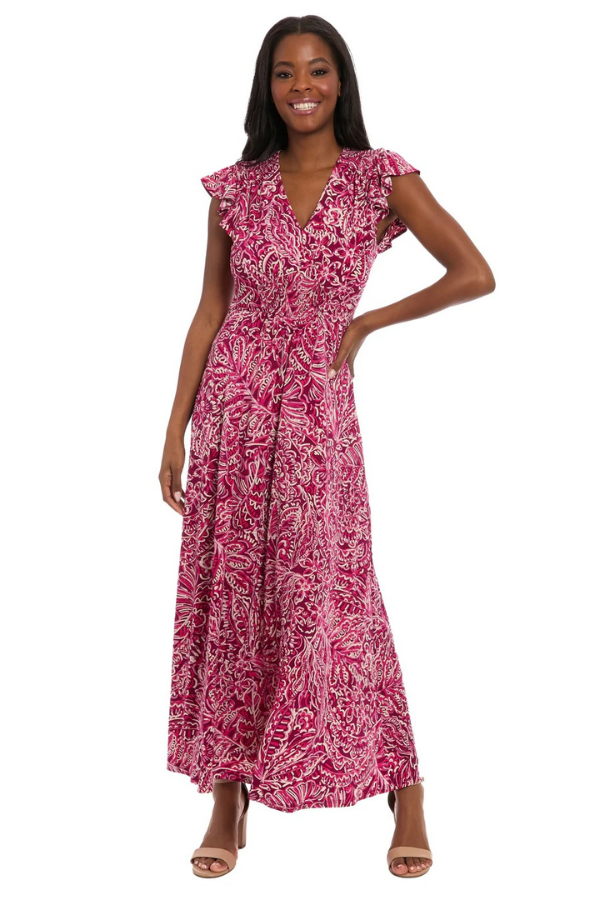 London Times V-Neck Floral Maxi Dress