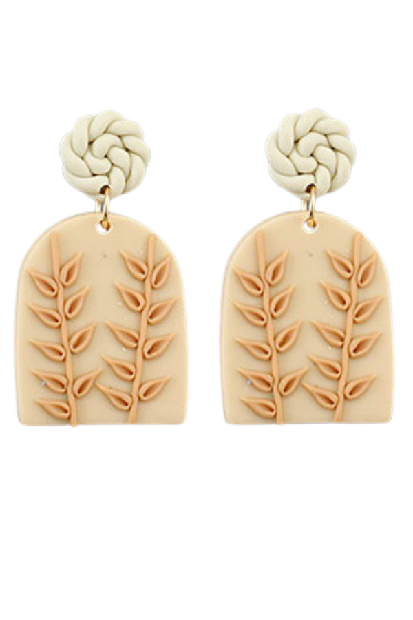Arched Leaf Clay Earrings